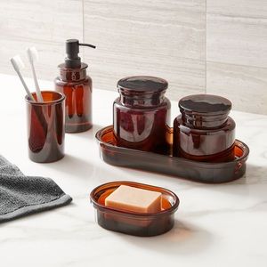 Apothecary Glass Bath Accessories - toothbrush holder